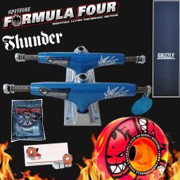 Caminhões THUNDER forjados com roda SPITFIRE de skate, boa qualidade, rolamentos de aço cromado Pro, fita adesiva, 5,25 polegadas - Image 1