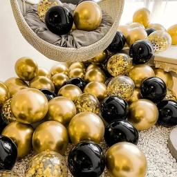 16 peças balões de lantejoulas metálicas pretas para decoração de balões de festa de formatura de casamento de aniversário - Image 6