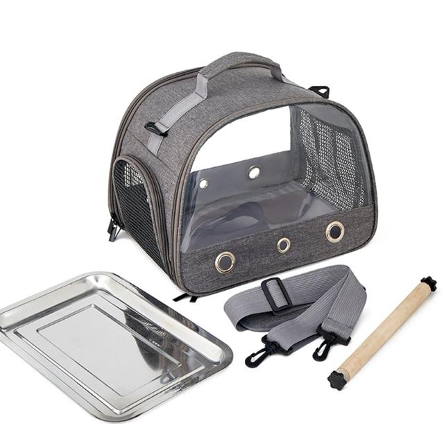 Mochila Portátil para Pássaros com Abertura Lateral e Perch - Gaiola de Viagem para Papagaios e Aves Pequenas