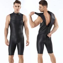 Trajes molhados sem mangas de peça única para mergulho, traje preto, wetsuit shorty masculino, surf e mergulho, maiô de inverno, 2mm - Image 1