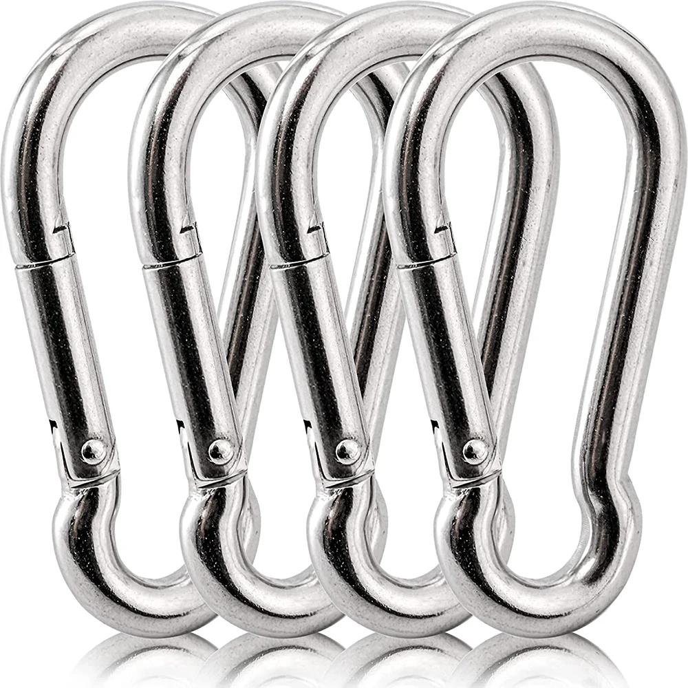 3 Polegada mosquetão de aço inoxidável do gancho da pressão da mola, 316 clipes de aço inoxidável, conjunto pequeno do mosquetão de 4 fechamento rápido da chave da pressão da relação - Image 1