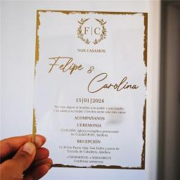 Cartão acrílico transparente do convite do casamento, costume personalizado, convite do aniversário, cópia da folha do ouro, 30 PCes - Image 3
