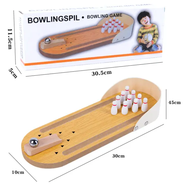 Divertido Mini Jogo de Tabuleiro de Boliche de Madeira para o Dia das Crianças - Presente Perfeito para Pais e Filhos
