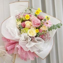 Papel De Embrulho Floral Rosa Fronteira Dourada, Estilo Coreano Semitranparent Presente Florista Flor Buquê Papel De Embrulho, 20 peças por lote - Image 3