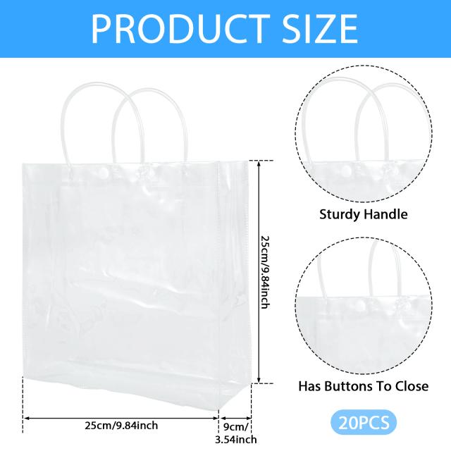 Sacos Transparentes Reutilizáveis com Punho e Botão para Presentes - Pack de 20 a 30 Unidades em PVC Médio e Pequeno