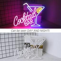 Cocktail Bar LED Neon Sign Art Luzes de parede, Beer Bar Decor, USB Powered, Luz para a festa, Pub, Night Club, Man Cave Decor - Image 4