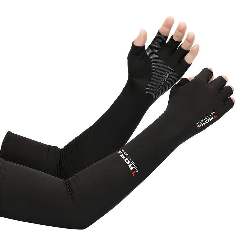 Mangas de braço para ciclismo, corrida, pesca, escalada, sol, proteção uv, gelo, legal, com punho de 5 dedos, 1 par - Image 1