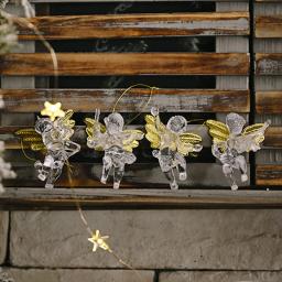 Decoração de natal ornamento anjo transparente árvore de natal pendurado pingente festa cena decoração cref decoração para casa crianças presente - Image 3