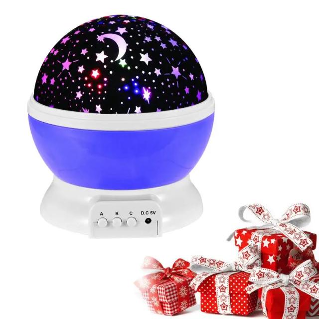 Projetor de Estrelas LED Giratório para Crianças - Luz Noturna e Decoração de Festa com 8 Mudanças de Cores para o Quarto