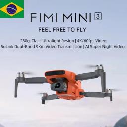 Fimi mini 3 novo drone 4k 60fps ai super night video 9km faixa 3 eixos cardan 249g design ultraleve rastreamento inteligente pro drone - Image 1