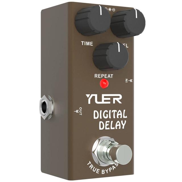 Pedal de Efeito Digital Delay para Guitarra com True Bypass e Carcaça Metalizada, Mini Tamanho, Alimentação DC 9V