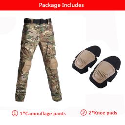 Calças de Carga Resistentes ao Desgaste para Escalada, Calça Camo Outdoor, Calças Táticas, Pano de Caça, Calças de Caminhada, Combate Paintball, Joelheira - Image 6