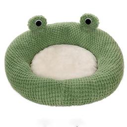Cama ultra macia em forma de sapo, canil aconchegante para cães e gatos, design bonito dos desenhos animados - Image 5