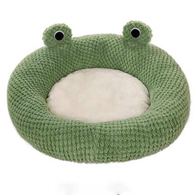 Cama ultra macia em forma de sapo: canil aconchegante para cães e gatos com design encantador de desenhos animados