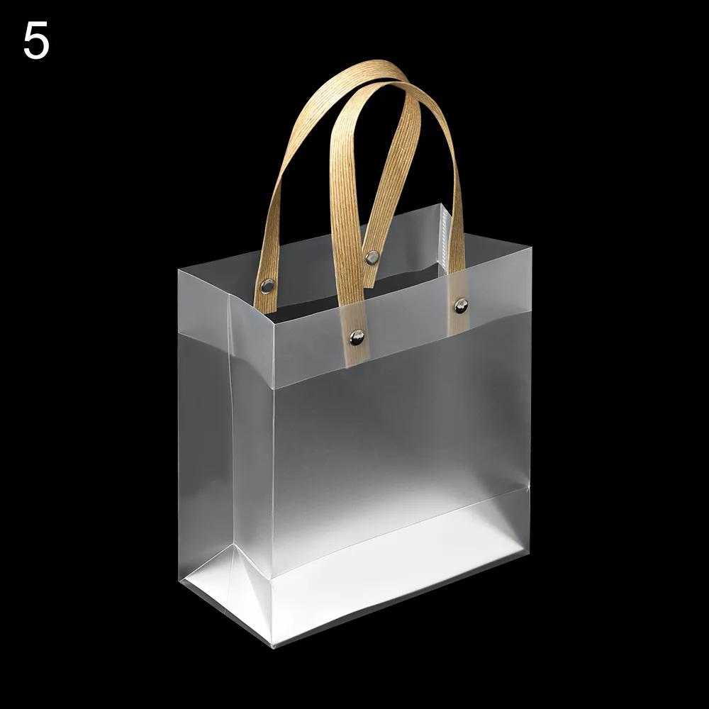 Saco De Presente De Plástico Fosco Com Alças, Tote Translúcido, Saco De Embrulho De Presente De Festa De Casamento, Saco De Pacote De Flores, Moda - Image 1