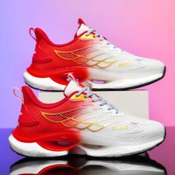 Sapatos pretos de amortecimento respirável para homens, tênis de basquete, calçado de cesta, jogging ao ar livre, calçados esportivos casuais, moda - Image 4
