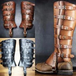 Botas medievais renascentistas, capa de couro pu, guarda de pernas, armadura, larp, guerreiro viking, cavaleiro, fantasia de cosplay, homens e mulheres - Image 1