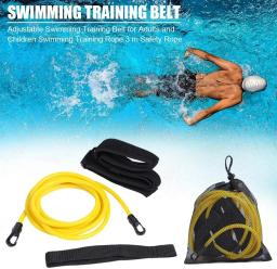 Conjunto de cinto de borracha elástica para treinamento de natação, 4m, 1 conjunto, corda elástica, faixa de resistência para adultos e crianças, acessórios piscina - Image 2