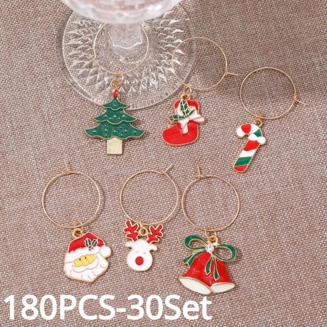 Conjunto de 6 Copos de Vinho Natalinos para Festas, Decoração Elegante e Charmosa para o Ano Novo 2024