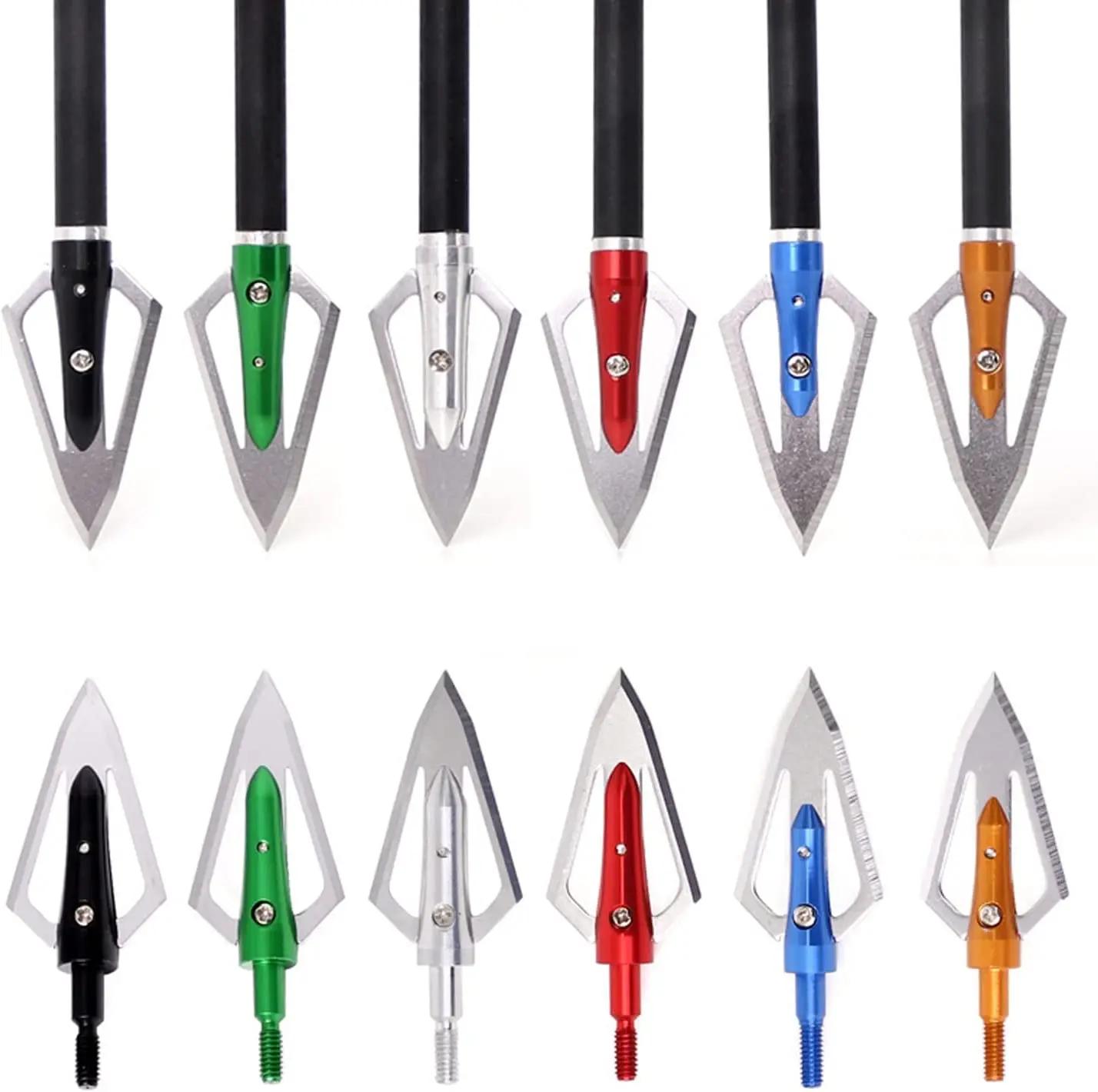 Caça broadheads 100 grãos de arco e flecha parafuso-em cabeças de seta dicas para arco composto recurvo tiro com arco (6 peças) - Image 1