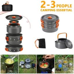 Conjunto de panelas de acampamento, alumínio antiaderente, portátil, utensílios de mesa ao ar livre, chaleira, panela, tigela para caminhadas, churrasco, piquenique - Image 4