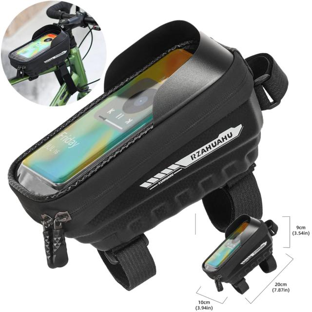 Saco de Bicicleta à Prova D'Água com Touch Screen para Quadro Tubo Frontal Superior, Ideal para Ciclistas de Estrada e MTB