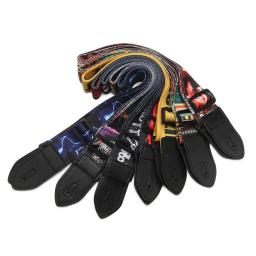 Correia de guitarra colorida estilo estampado, cinto de nylon ajustável, extremidade de couro PU, baixo e guitarra elétrica acústica - Image 1