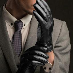 Luvas de couro falso touch screen para homens, impermeável, à prova de vento, frio, snowboard, motocicleta, equitação, condução, inverno - Image 3