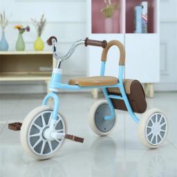 Lazychild 1-6 anos de idade crianças pedal triciclo não-deslizamento mudo bicicleta do bebê confortável retro triciclo com saco de couro carrinho de criança - Image 3
