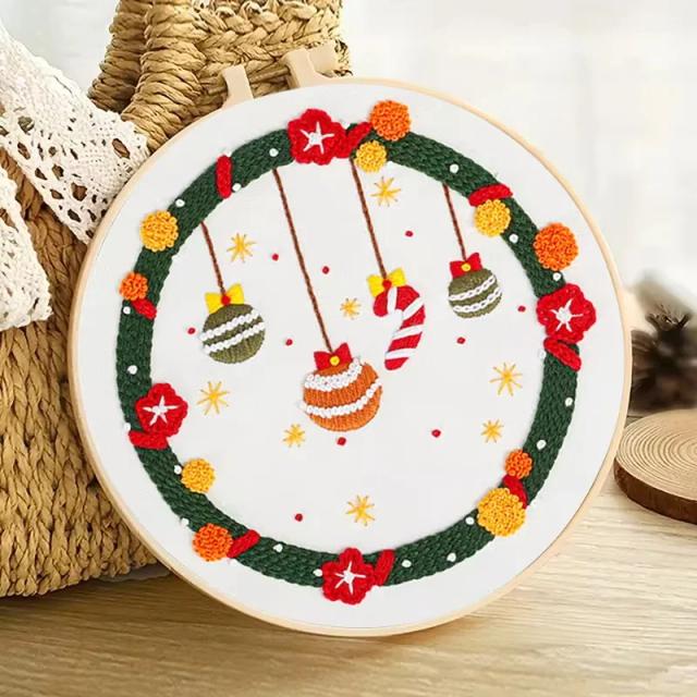 Kit Iniciante de Bordado em Ponto Cruz: Arte de Costura com Temas de Natal e Bonecos de Neve