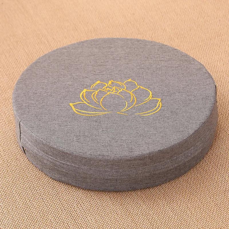 40x6cm yoga meditação almofada de linho duro textura de lótus meditação almofada encosto travesseiro tatami esteira removível lavável - Image 1