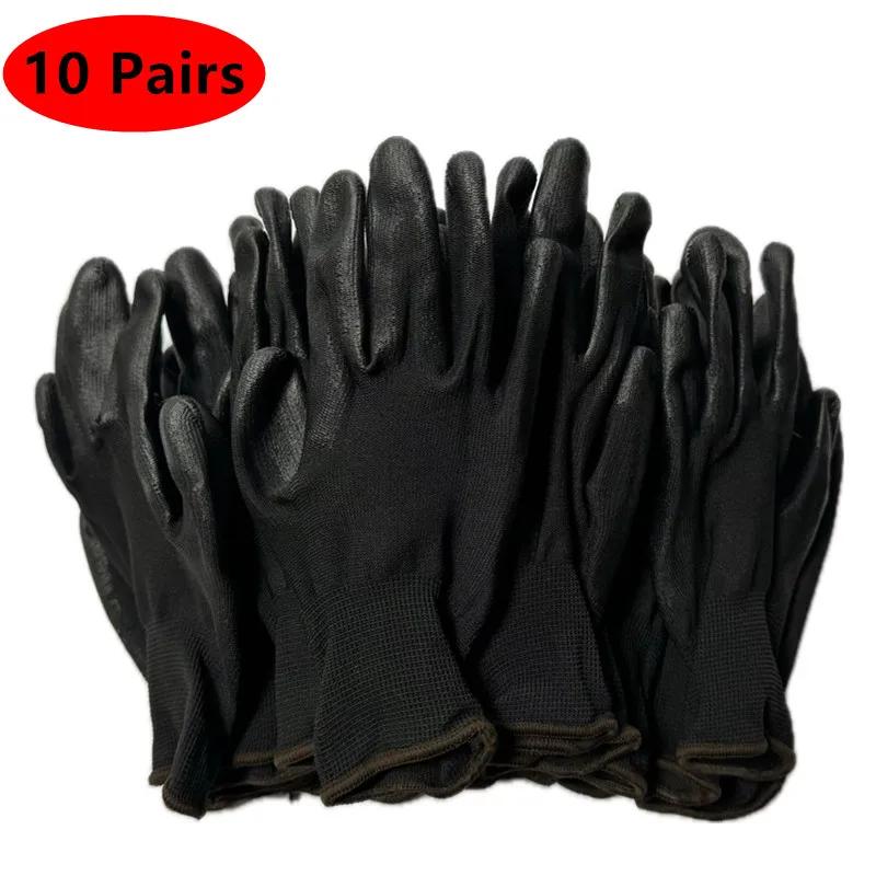 Luvas de segurança de poliuretano, Luvas de algodão revestido Nylon, Palm revestido luvas para trabalho mecânico, Carpenter Repairment Supplies, 10 Par, 30 Par - Image 1