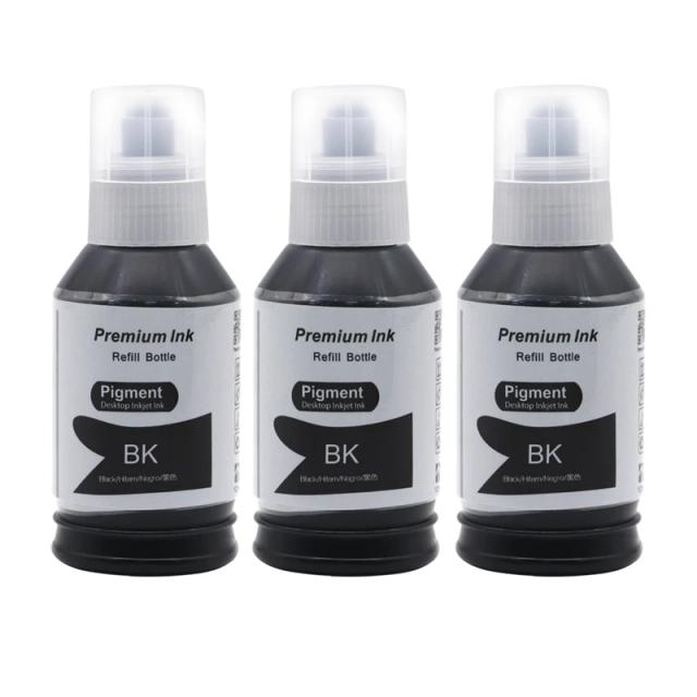 Garrafa de Tinta Pigmentada Preta para Impressora EPSON M1058 - 140ml, Compatível com Modelos A4 T015, 1 a 5 Unidades