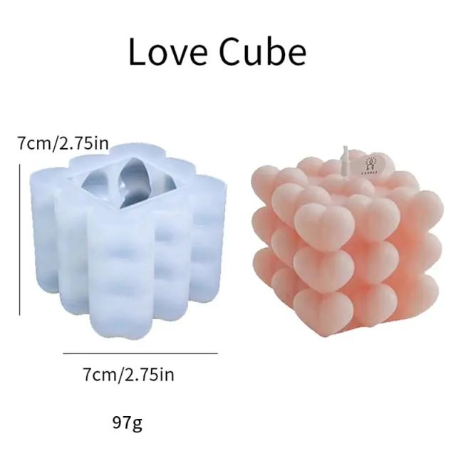 Molde de Vela Aromática em Forma de Cubo de Amor - Gesso Epóxi e Silicone para DIY e Decoração
