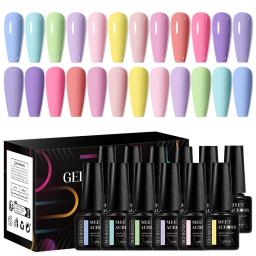 MEET ACROSS 12 Pçs/set 7ml Macaron Gel Unha Polonês Com Caixa Semi Permanente UV Gel Soak Off Nail Art Kit Verniz Para Manicure - Image 1