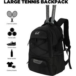 WOLT-Mochila de tênis para homens e mulheres, grande bolsa de raquete com compartimento ventilado, detém 2 raquetes, bolsa de tênis - Image 2