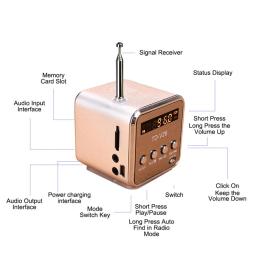 Portátil HiFi Stereo Super Bass Speaker, liga de alumínio, USB Mini Speaker, Alto-falante, Música, MP3, 4 FM Radio Receiver, Suporte Micro TF Card - Image 6