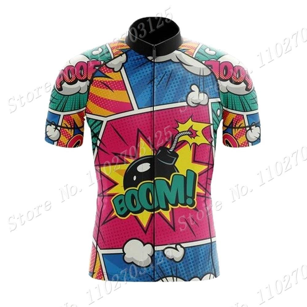 Explosivo Comics Ciclismo Jersey Set, Verão Roupas De Bicicleta, Camisas De Bicicleta De Estrada, Bib Shorts, MTB Roupas, Anime dos desenhos animados, 2022 - Image 1