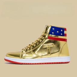 Tênis de corrida antiderrapante de cano alto masculino, bota de tornozelo, sapato dourado, tênis de ginástica, nunca envolvente, moda casual - Image 3