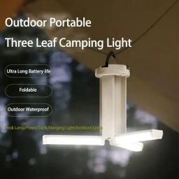 Lanterna LED portátil com dupla Fonte de Luz, Lâmpada Camping, Foldable Pendurado Luzes, Outdoor Caminhadas Tent, Holofote Forte, Fonte 3 Folhas - Image 1