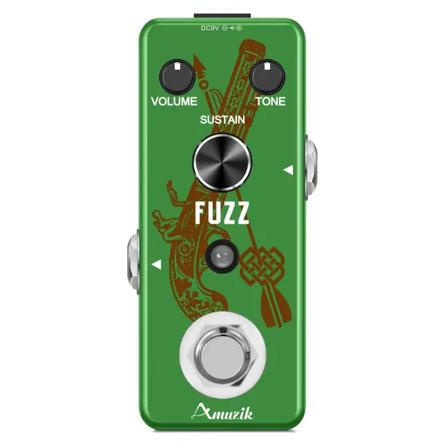 Pedal Amuzik-Fuzz para Guitarra e Baixo com Efeito Fuzz Clássico, Estrutura Metálica e Bypass Verdadeiro LEF-306