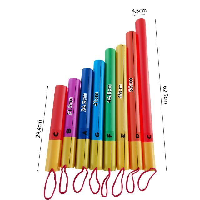 Conjunto de Tubos de Som Musical Coloridos - Instrumento de Percussão com 8 Tons, Ideal para Presentes de Aniversário