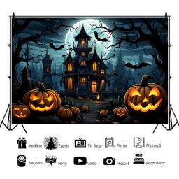 Halloween Skeleton House Banner Backdrop, Horror Night, Abóbora, Festa em família, Personalizado, Adulto, Crianças, Pôster de parede, Decor Background - Image 3