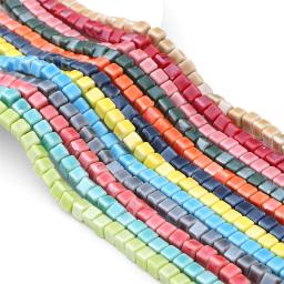 10 pcs moda cores 6mm quadrado contas cubo de cerâmica contas diy 2mm buraco contas feitas à mão porcelana contas para fazer jóias - Image 1