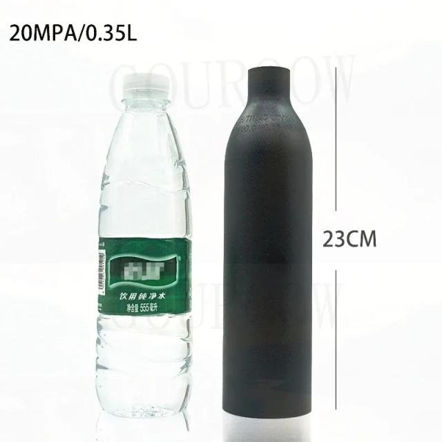Tanque de Mergulho de Alumínio 0.35/0.5L 300BAR 4500PSI com Cilindro de CO2 e Rosca M18x1.5 para Oxigênio de Alta Pressão