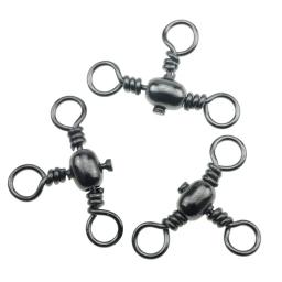50 pçs/saco acessórios de pesca preto níquel chapeamento conector de três pinos t-swivel sub-linha divisor de pesca ao ar livre anelazi - Image 3