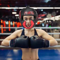 FIVING Full-Covered Boxe Capacete Muay Thai PU Couro Formação Sparring Boxe Chapelaria Ginásio Equipamentos Taekwondo Guarda Cabeça - Image 5