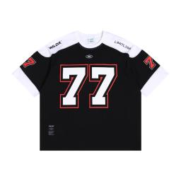 Retro americano V-Neck Futebol Jersey, Stylish Street Patchwork, Jersey Esportes, Estilo Harajuku, Hip Hop Basquete T-Shirt - Image 2