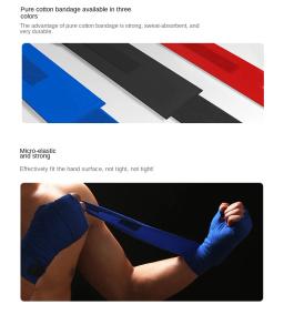 Premium Boxe Elástico Luvas De Bandagem De Algodão, Polegar Loop, Protetor De Pulso para MMA, Kickboxing, Muay Thai, Artes Marciais, Envoltórios De Mão, 2 Pcs - Image 5