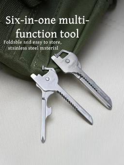Multi função dobrável ferramenta chaveiro abridor chave de fenda edc 6 em 1 utilitário sobrevivência ao ar livre resgate bolso alicate chaveiro - Image 1